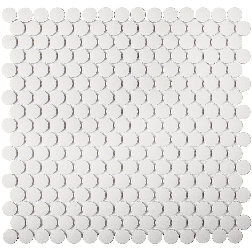 Изображение товара Мозаика Starmosaic Penny Round белая керамическая 315х309х6 мм матовая antislip