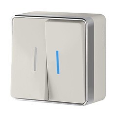 Выключатель Werkel Gallant двухклавишный накладной слоновая кость с подсветкой (a051550) - фото 1