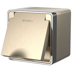 Изображение товара Розетка Werkel Gallant накладная шампань со шторками с крышкой (a051048)