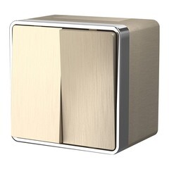 Выключатель Werkel Gallant двухклавишный накладной шампань рифленый (a051045) - фото 1