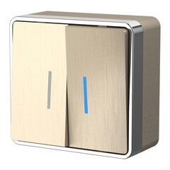 Изображение товара Выключатель Werkel Gallant двухклавишный накладной шампань рифленый (a051043)