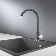 Смеситель для кухни Granula Standart графит с высоким изливом однорычажный (ST-4031, ГРАФИТ) - фото 4