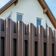 Евроштакетник двухсторонний прямоугольный 0,45 мм 118х2000 мм коричневый RAL 8017 фигурный срез - фото 2