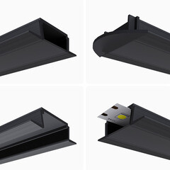 Профиль для светодиодной ленты Apeyron (08-02-Ч) 2 м прямоугольный анодированный алюминий - фото 3