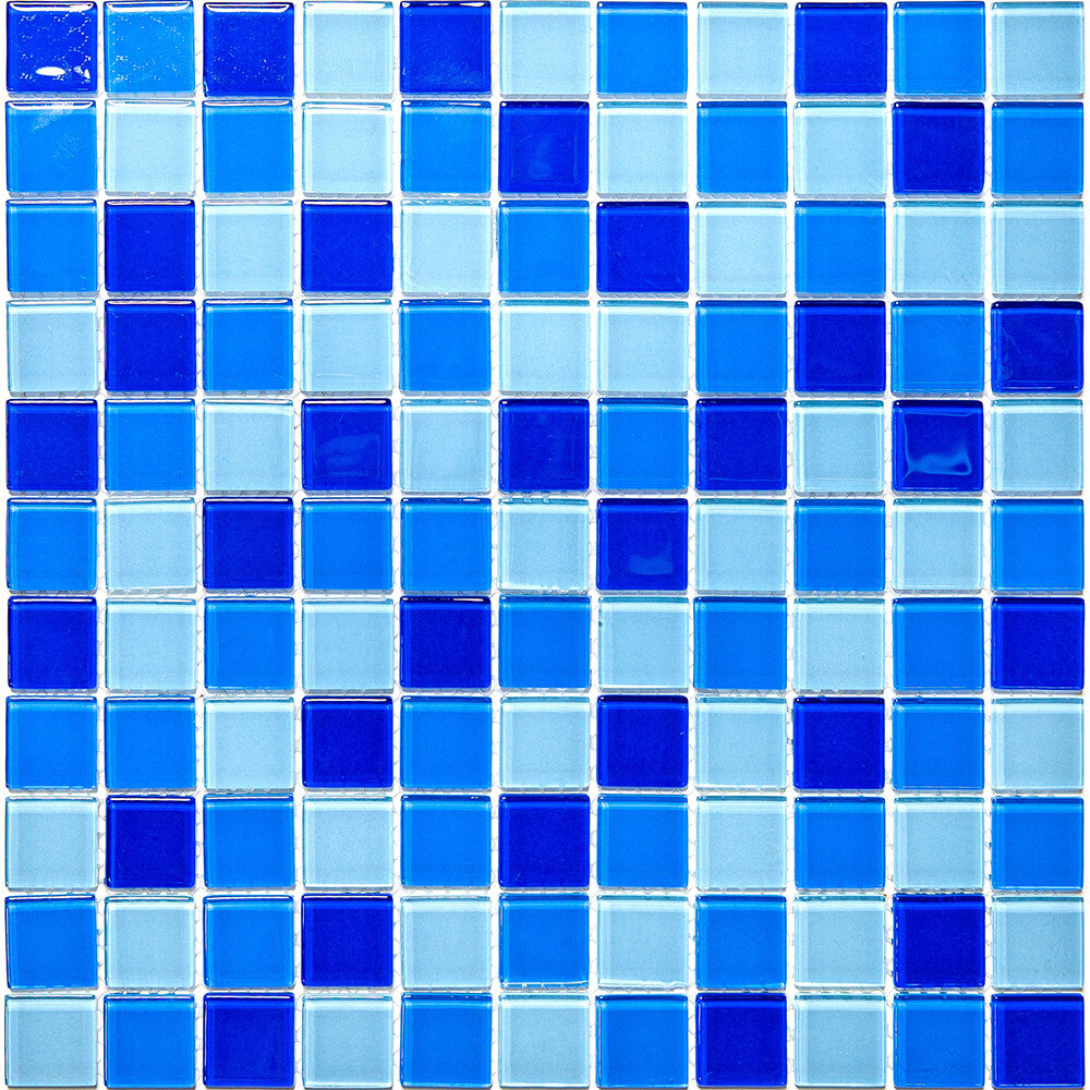 Изображение товара Мозаика Mir Mosaic Natural Color palette голубая стеклянная 300х300х4 мм глянцевая