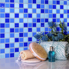 Мозаика Mir Mosaic Natural Color palette голубая стеклянная 300х300х4 мм глянцевая - фото 7