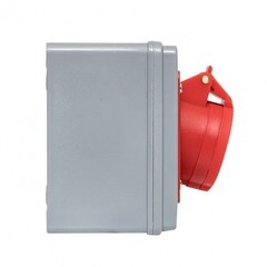 Розетка силовая настенная с заземлением 3Р+РЕ 16 А 400 В IP44 красная/серая (ps-1414-16-380) - фото 5