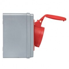 Розетка силовая настенная с заземлением 3Р+РЕ 16 А 400 В IP44 красная/серая (ps-1414-16-380) - фото 3