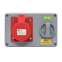 Розетка силовая настенная с заземлением 3Р+РЕ+N 16 А 400 В IP44 красная/серая (ps-1415-16-380) - фото 3