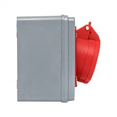 Розетка силовая настенная с заземлением 3Р+РЕ+N 16 А 400 В IP44 красная/серая (ps-1415-16-380) - фото 2