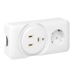 Розетка настенная двойная открытая установка с заземлением 2P+PE 32 А IP20 белая (AS-250-32/16-O) - фото 4