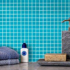 Мозаика Mir Mosaic Natural Color palette темно-голубая стеклянная 300х300х4 мм глянцевая - фото 4