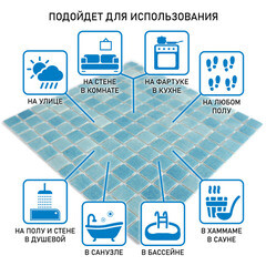 Мозаика Mir Mosaic Natural Steppa голубая стеклянная 315х315х5 мм глянцевая - фото 2
