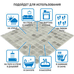Мозаика Mir Mosaic Natural Steppa светло-серая стеклянная 315х315х5 мм глянцевая - фото 8