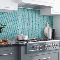 Мозаика Mir Mosaic Natural Steppa голубая 01 стеклянная 290х290х5 мм глянцевая - фото 2