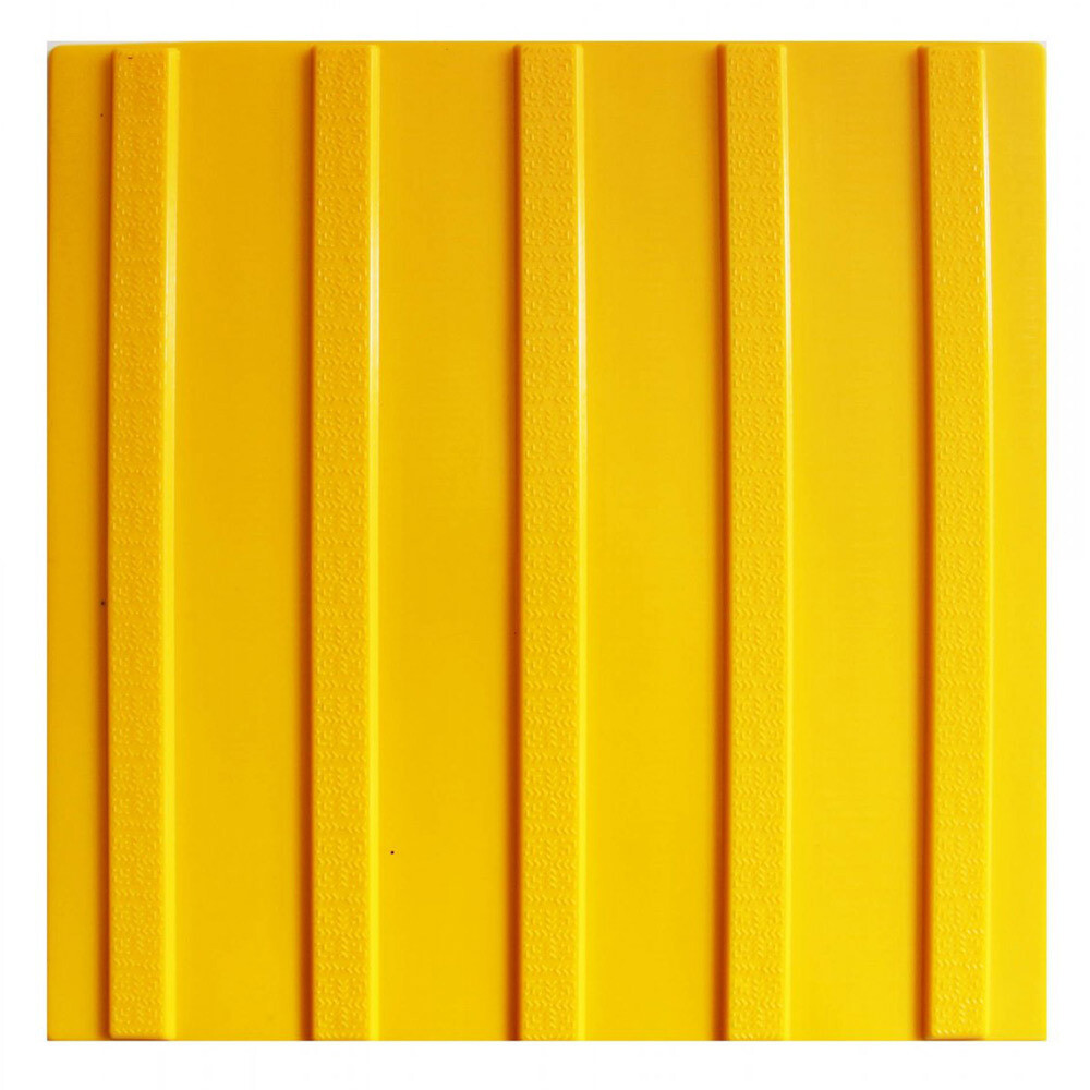 Изображение товара Тактильная плитка ТПУ продольный риф 300х300х6,5 мм желтая