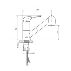 Смеситель для кухни Corsa Deco Alpha хром с вытяжной лейкой однорычажный (966368) - фото 2