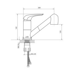 Смеситель для кухни Corsa Deco Alpha черный с вытяжной лейкой однорычажный (966369) - фото 2