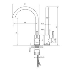 Мойка для кухни Ukinox Классика 48х48х14,5 см врезная с сифоном со смесителем Corsa Deco Creek с высоким изливом сталь хром (CLM480.480---4K OC/30980676/966373) - фото 3