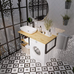 Столешница на стиральную машину 1Marka Grunge Loft 120х38х60 см дуб вотан (Ц0000004100/55129) - фото 3