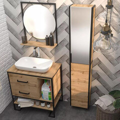 Тумба под раковину 1Marka Grunge Loft 80 см напольная дуб вотан (Ц0000005442/56447) - фото 5