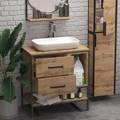 Тумба под раковину 1Marka Grunge Loft 80 см напольная дуб вотан (Ц0000005442/56447) - фото 3