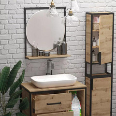 Пенал 1Marka Grungle Loft 35 см подвесной/напольный правый дуб вотан - фото 4