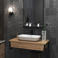 Зеркало с полкой прямоугольное 60х90 см в раме черной 1Marka Grungle Loft (Ц0000007990) - фото 3