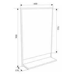 Зеркало с полкой прямоугольное 60х90 см в раме черной 1Marka Grungle Loft (Ц0000007990) - фото 2