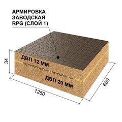 Панель звукоизоляционная Ruspanel RPG Eco Comfort plus 34х600х1250 мм армированная - фото 7