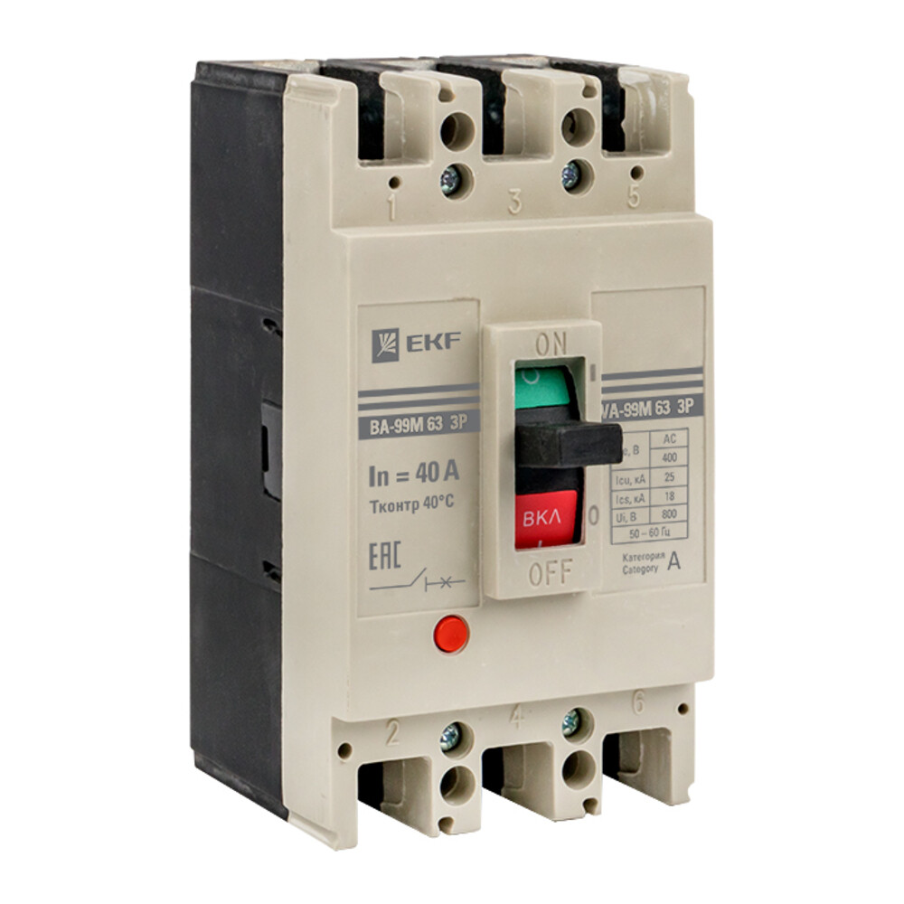 Изображение товара Автоматический выключатель EKF PROxima ВА-99М 3P 40А 25 кА IP30