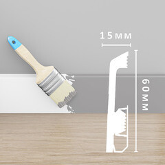 Плинтус экополимер Winart Pro 60х19х2000 мм белый с монтажной планкой (90.60.001.001) - фото 2