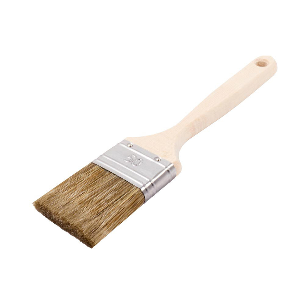 Изображение товара Кисть плоская смешанная щетина деревянная ручка Wenzo Elite 50х14 мм для всех типов ЛКМ на любой основе