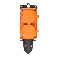 Розетка штепсельная UNIVersal двойная с заземлением IP44 настенная оранжевая - фото 3