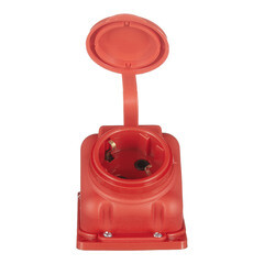 Розетка штепсельная Svet одинарная с заземлением IP44 угловая красная - фото 2