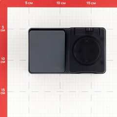 Блок выключатель и розетка Systeme Electric AtlasDesign Profi54 одноклавишный накладной антрацит (ATN544070) - фото 3