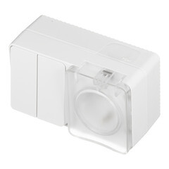 Блок выключатель и розетка Systeme Electric AtlasDesign Profi54 двухклавишный накладной белый (ATN540174) - фото 6