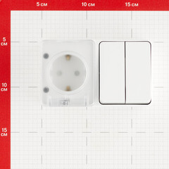 Блок выключатель и розетка Systeme Electric AtlasDesign Profi54 двухклавишный накладной белый (ATN540174) - фото 2