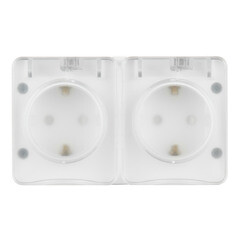 Розетка Systeme Electric AtlasDesign Profi54 накладная белая со шторками с крышкой (ATN540126) - фото 1