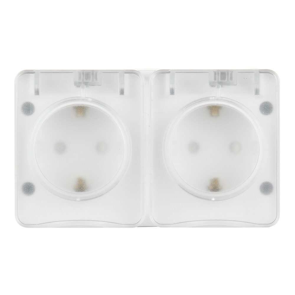 Изображение товара Розетка Systeme Electric AtlasDesign Profi54 накладная белая со шторками с крышкой (ATN540126)