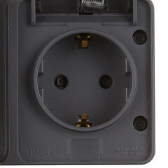 Розетка Systeme Electric AtlasDesign Profi54 накладная антрацит со шторками с крышкой (ATN544026) - фото 3