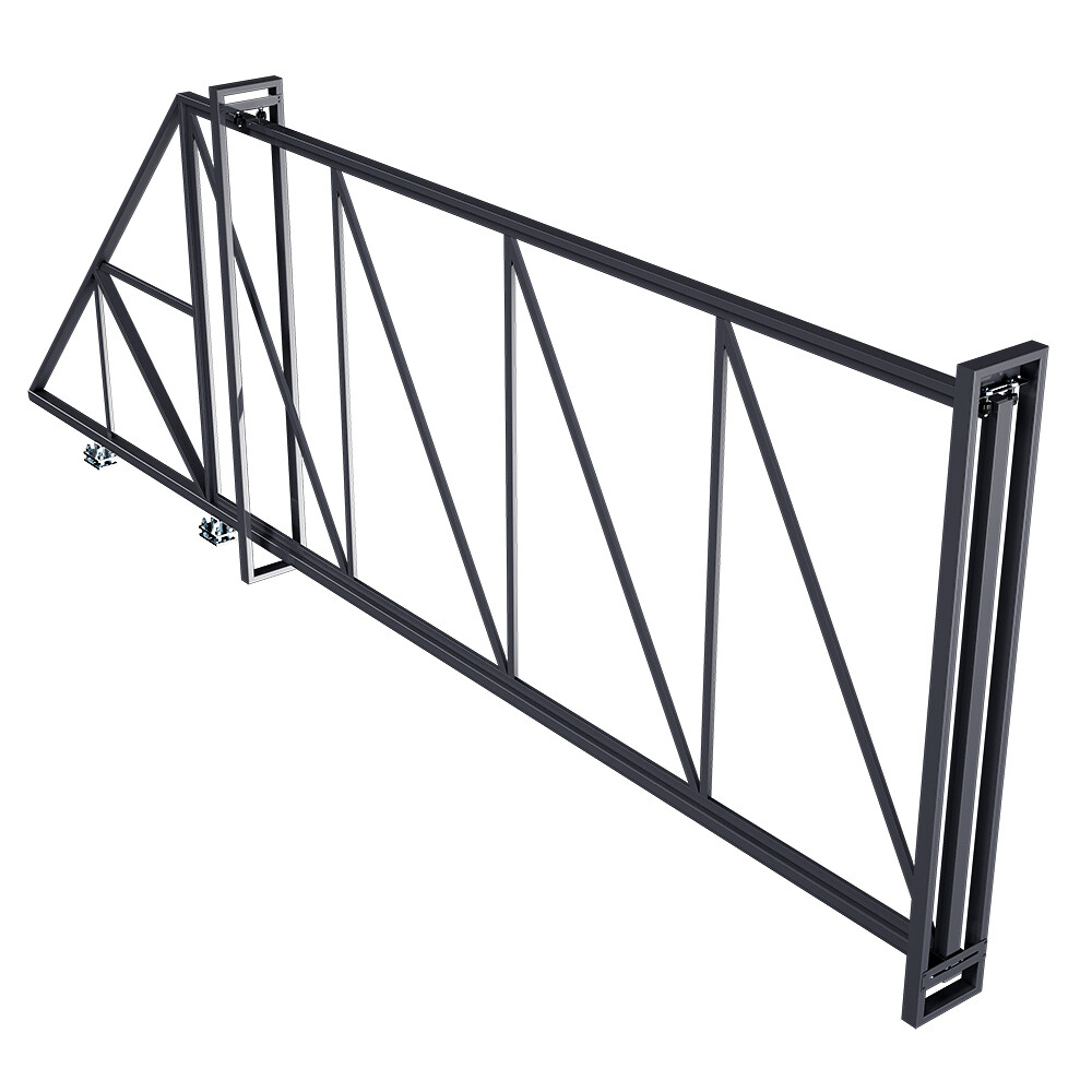 Ворота откатные каркас с комплектом под автоматику Премиум 6х2 м графитовый серый RAL 7024 правые