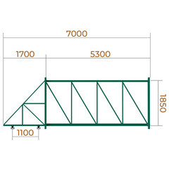 Ворота откатные каркас с комплектом под автоматику Премиум 5х2 м зеленые RAL 6005 левые - фото 3