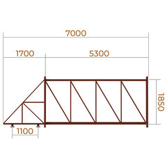 Ворота откатные каркас с комплектом под автоматику Премиум 5х2 м коричневые RAL 8017 левые - фото 5