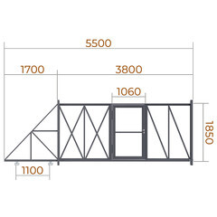 Ворота откатные каркас с комплектом под автоматику Премиум 3,5х2 м с калиткой графитовый серый RAL 7024 правые - фото 3
