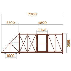 Ворота откатные каркас с комплектом под автоматику Премиум 4,5х2 м с калиткой коричневые RAL 8017 левые - фото 5