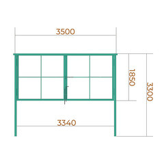 Ворота распашные каркас со столбами 3,5х1,85 м зеленые RAL 6005 - фото 4