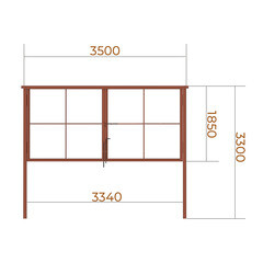 Ворота распашные каркас со столбами 3,5х1,85 м коричневые RAL 8017 - фото 4