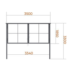 Ворота распашные каркас со столбами 3,5х1,85 м графитовый серый RAL 7024 - фото 5