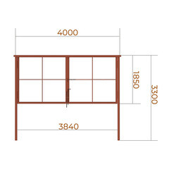 Ворота распашные каркас со столбами 4х1,85 м коричневые RAL 8017 - фото 3